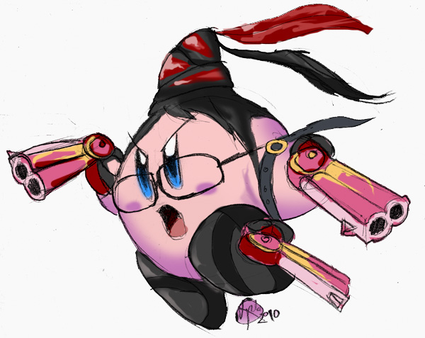 kirby and bayonetta (kirby and 3 more) drawn by triple-q