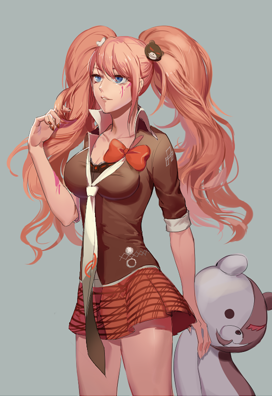 enoshima junko and monokuma (danganronpa and 1 more) drawn by 791_(meiyuewudi)