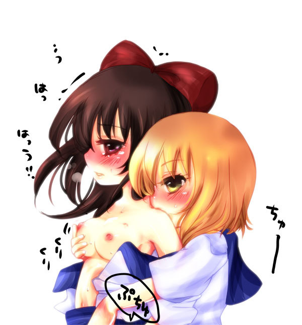 hakurei reimu and kirisame marisa (touhou) drawn by azeta_kaori
