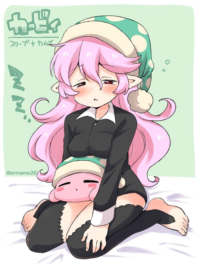 kirby, female corrin, and sleep kirby (fire emblem and 3 more) drawn by eromame