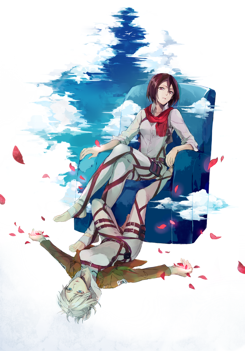 mikasa ackerman and annie leonhart (shingeki no kyojin) drawn by shoujiki_jon
