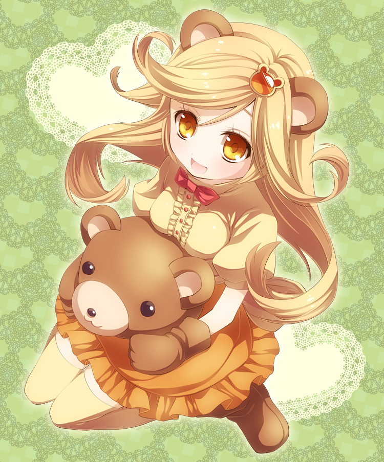 girl with bear (mahou shoujo madoka magica) drawn by moru