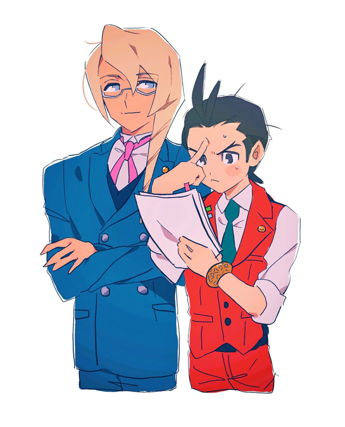 apollo justice and kristoph gavin (ace attorney and 1 more) drawn by grgrton