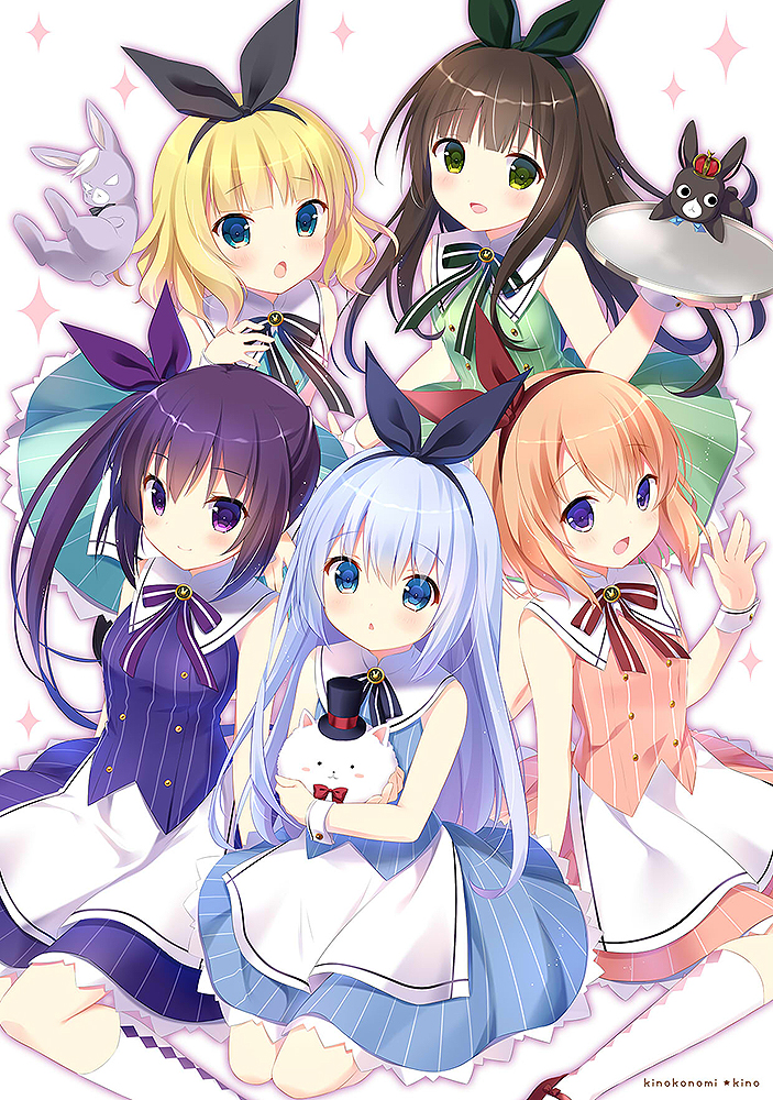 kafuu chino, hoto cocoa, kirima syaro, tippy, tedeza rize, and 2 more (gochuumon wa usagi desu ka?) drawn by kino_(kino_konomi)