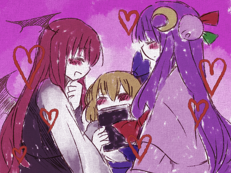alice margatroid, patchouli knowledge, and koakuma (touhou) drawn by marisu