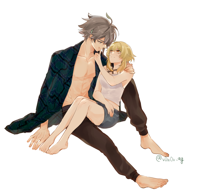 lumine and alhaitham (genshin impact) drawn by v0u0v_ag