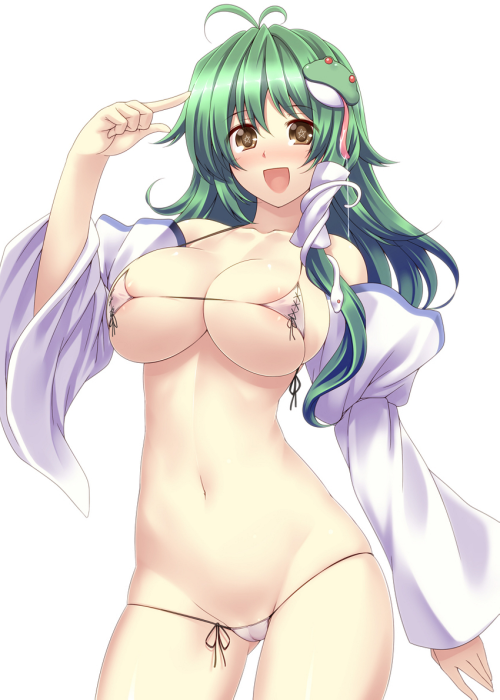 kochiya sanae (touhou) drawn by kaze_(kazesan) and tro_(trombe)