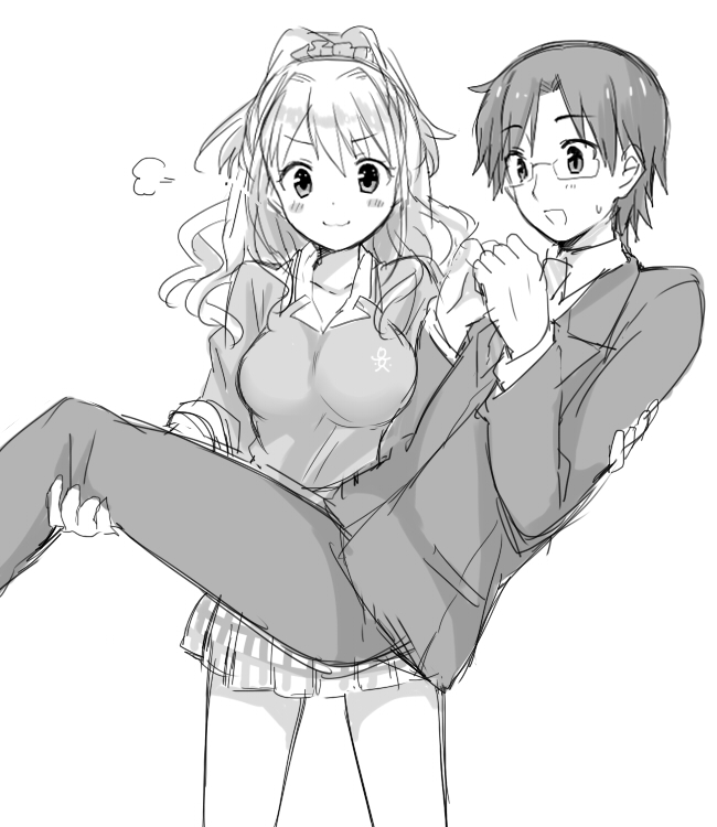 producer and hino akane (idolmaster and 1 more) drawn by tsukudani_norio