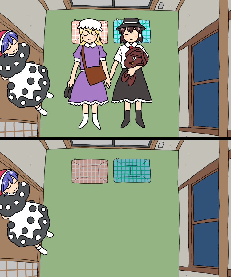 usami renko, maribel hearn, and doremy sweet (touhou) drawn by koyama_shigeru