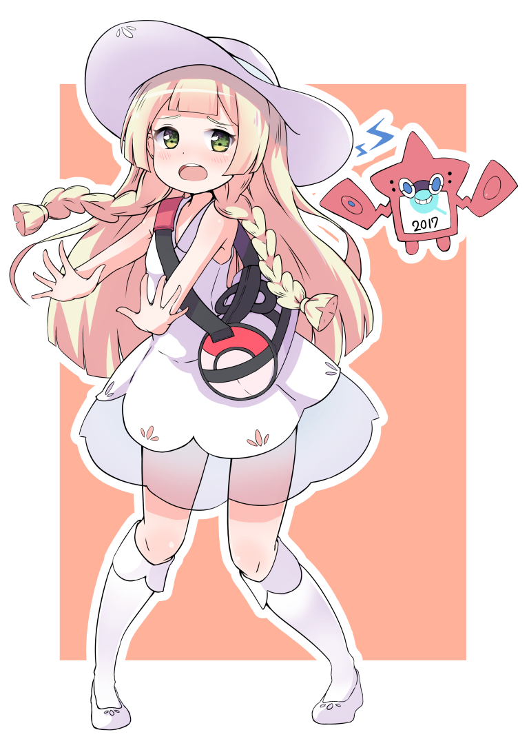 lillie, rotom, and rotom dex (pokemon and 1 more) drawn by yusachiko