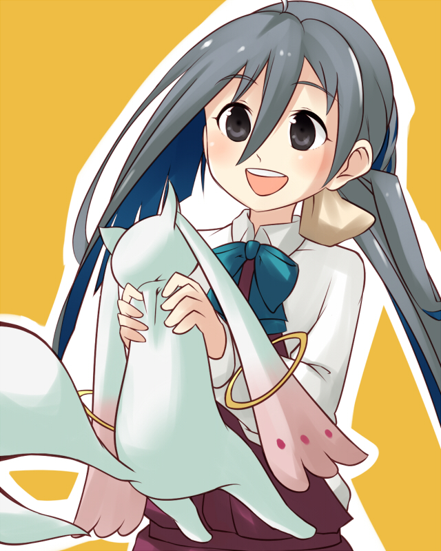 kyubey, kiyoshimo, error musume, and girl holding a cat (kantai collection and 1 more) drawn by yamaarashit