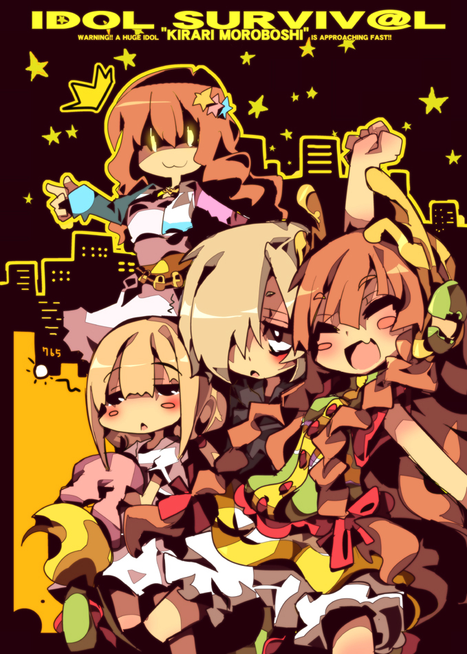 shirasaka koume, futaba anzu, moroboshi kirari, and ichihara nina (idolmaster and 1 more) drawn by dangomushi