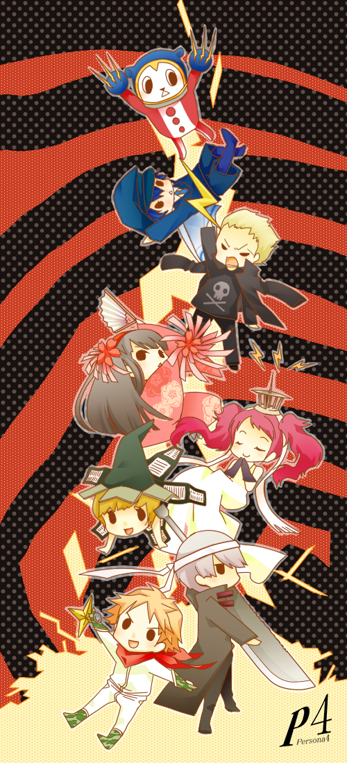 narukami yu, shirogane naoto, satonaka chie, kujikawa rise, amagi yukiko, and 7 more (persona and 1 more) drawn by lie_(eiru)