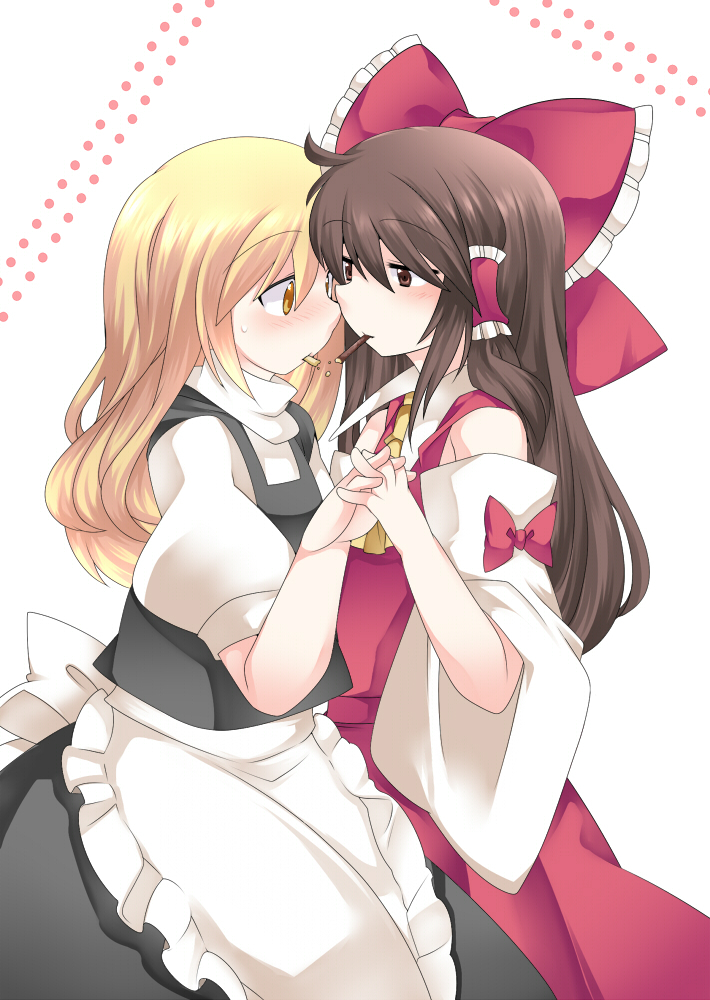hakurei reimu and kirisame marisa (touhou) drawn by hammer_(sunset_beach)