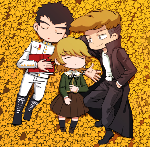 fujisaki chihiro, ishimaru kiyotaka, and owada mondo (danganronpa and 1 more) drawn by h5we31