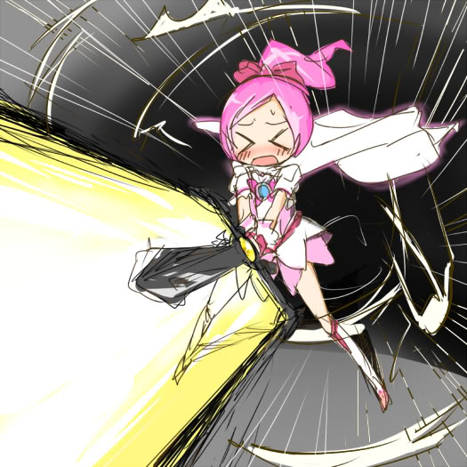 bardiche, hanasaki tsubomi, cure blossom, and mizuki nana (precure and 3 more) drawn by kuase