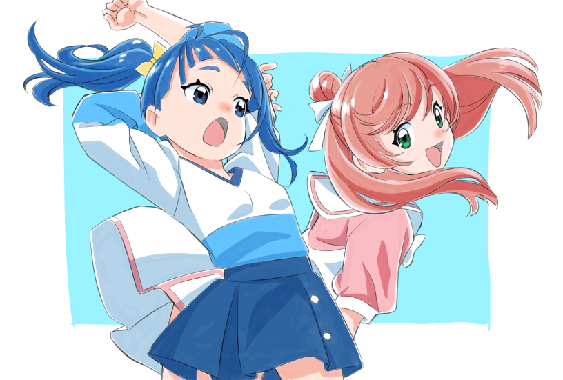 sora harewataru and nijigaoka mashiro (precure and 1 more) drawn by gonta_(kmga)