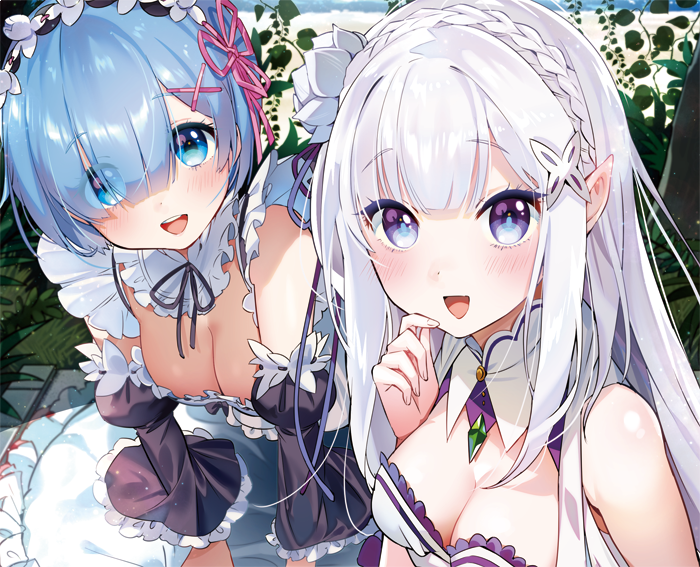 rem and emilia (re:zero kara hajimeru isekai seikatsu) drawn by yanyo_(ogino_atsuki)