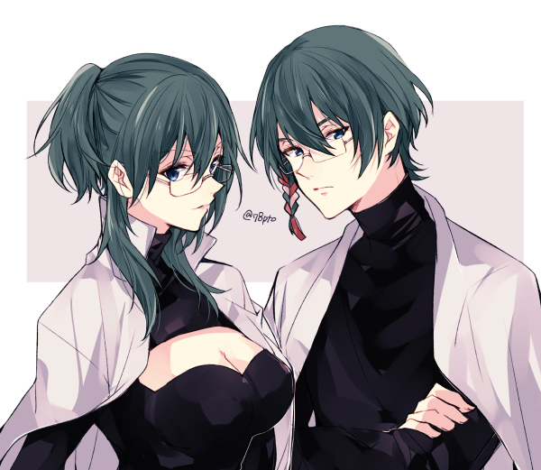female byleth and male byleth (fire emblem and 1 more) drawn by naho_(pi988y)