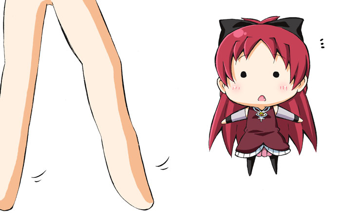 sakura kyoko and mini-ikamusume (mahou shoujo madoka magica and 1 more) drawn by k_hiro