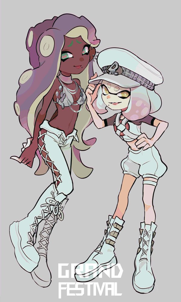 marina and pearl (splatoon and 1 more) drawn by imaikuy0