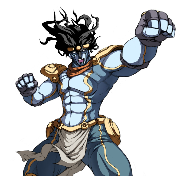 star platinum and the world (jojo no kimyou na bouken and 1 more) drawn by caryo and tabigarasu