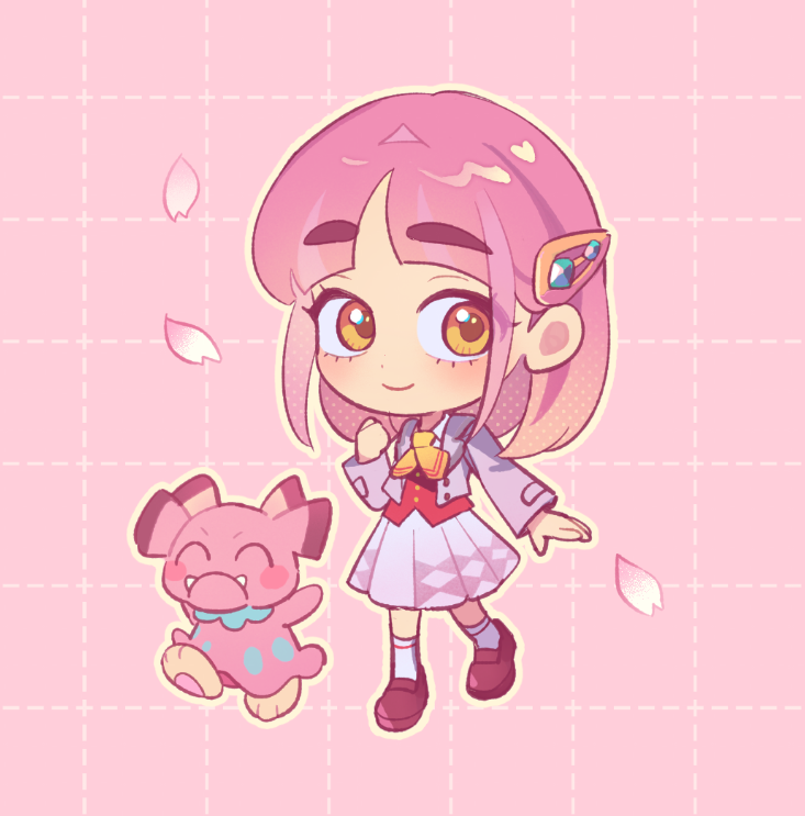 lacey, snubbull, and rosa (pokemon and 2 more) drawn by 1brad