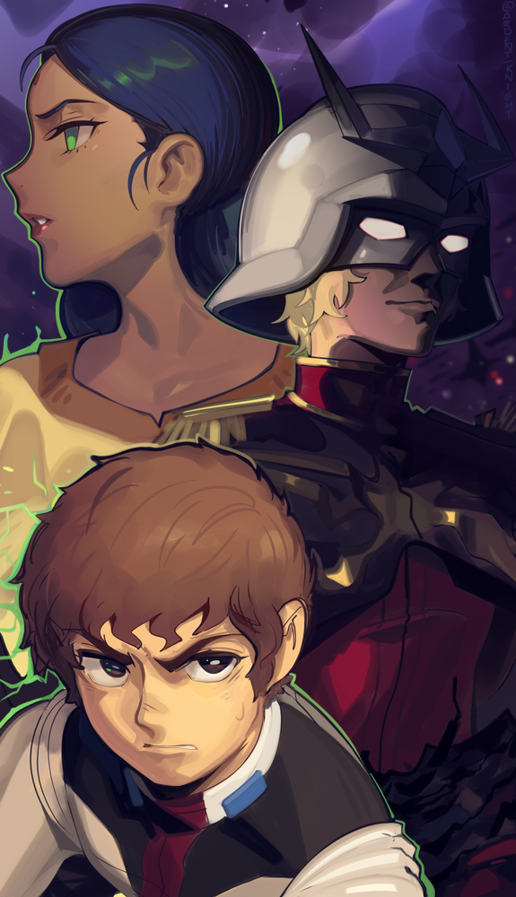 char aznable, amuro ray, and lalah sune (gundam and 1 more) drawn by boa_(brianoa)