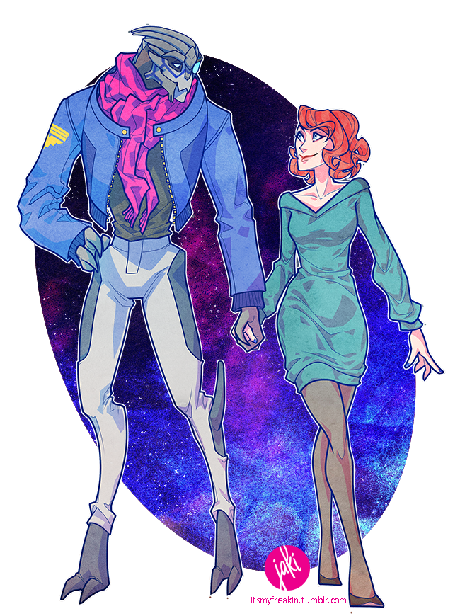 commander shepard and garrus vakarian (mass effect and 2 more) drawn by jaki_hong
