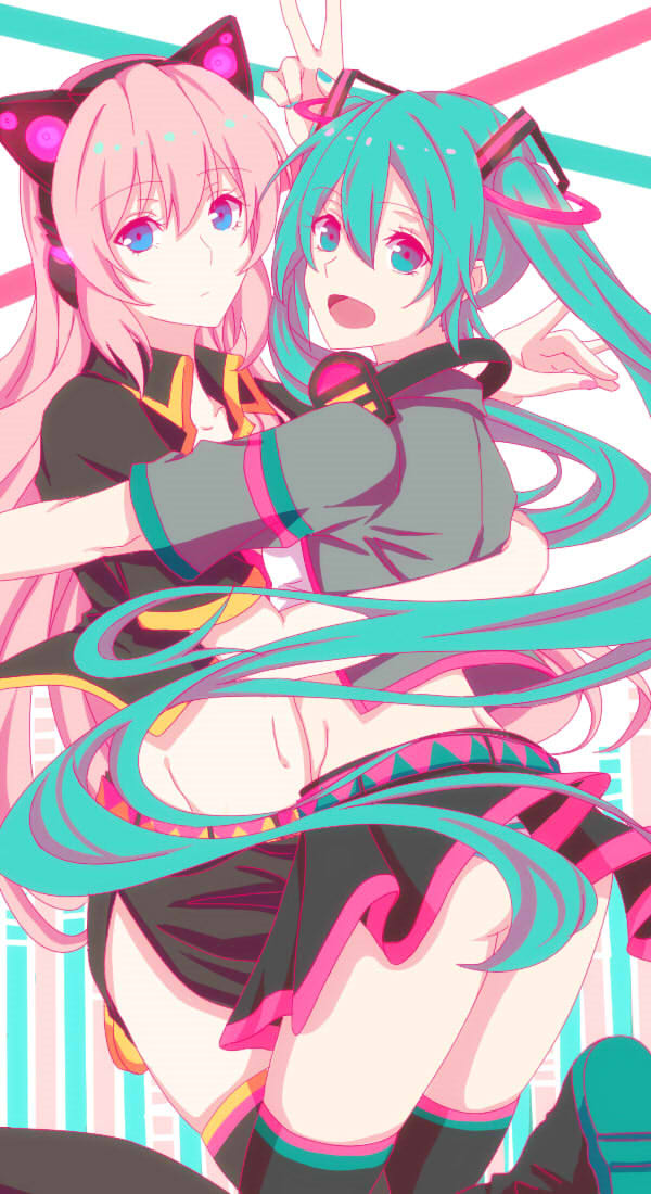 hatsune miku and megurine luka (vocaloid) drawn by nyasa
