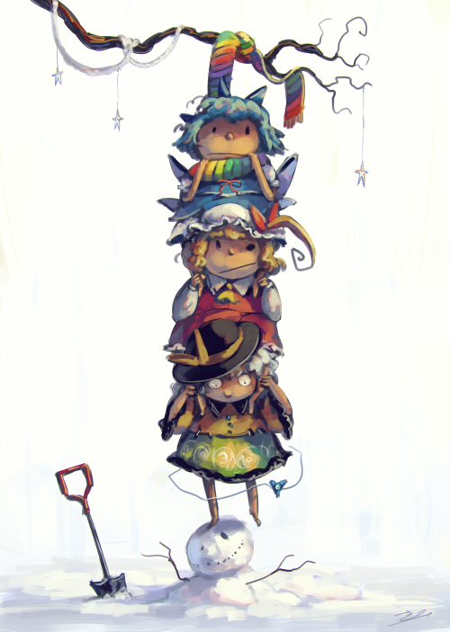 flandre scarlet, komeiji koishi, and cirno (touhou and 1 more) drawn by koto_inari