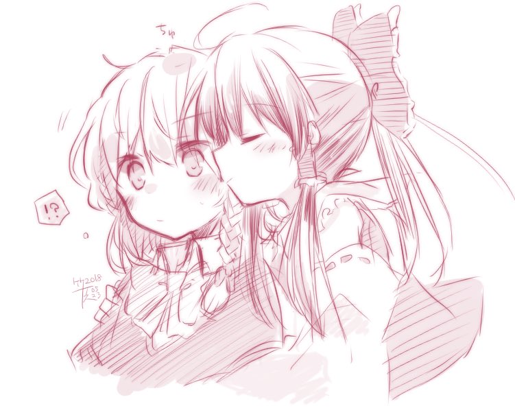 hakurei reimu and kirisame marisa (touhou) drawn by taketatsu_(bamboo_stand09)