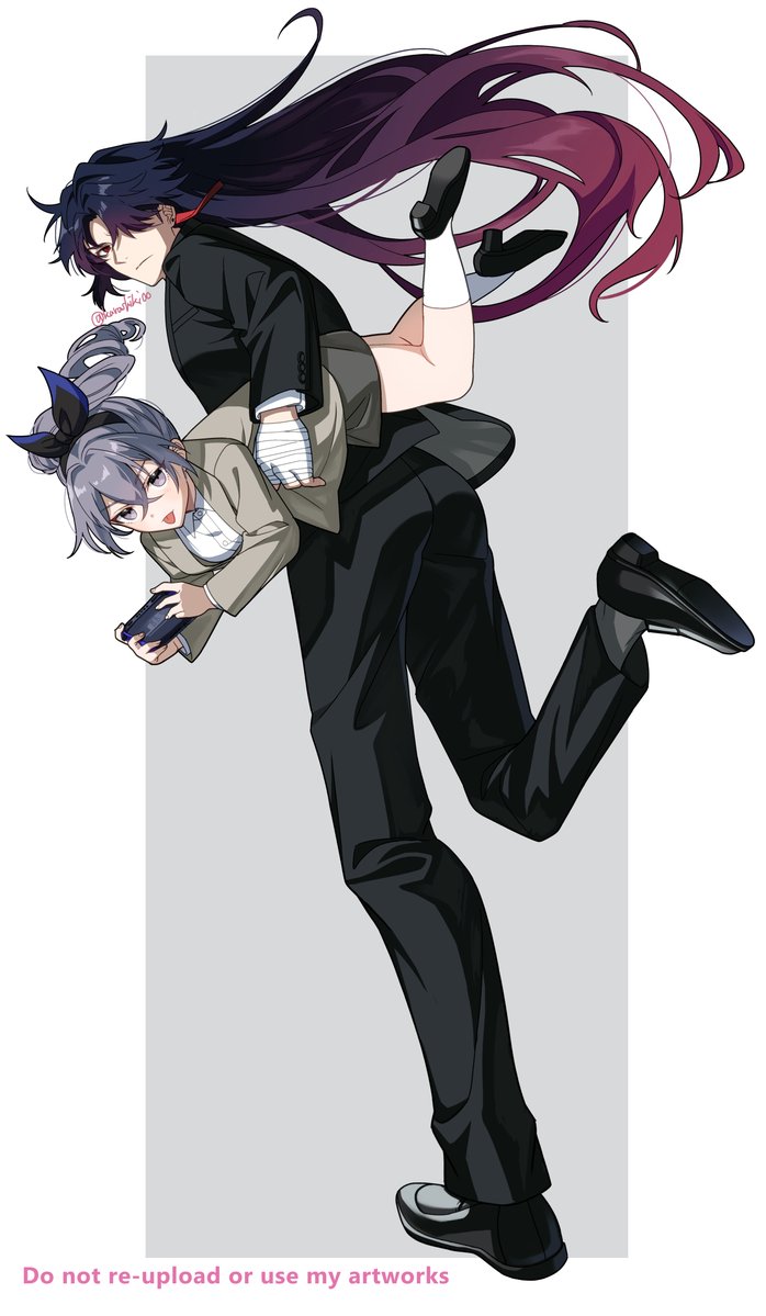 silver wolf and blade (honkai and 1 more) drawn by kurashiki00