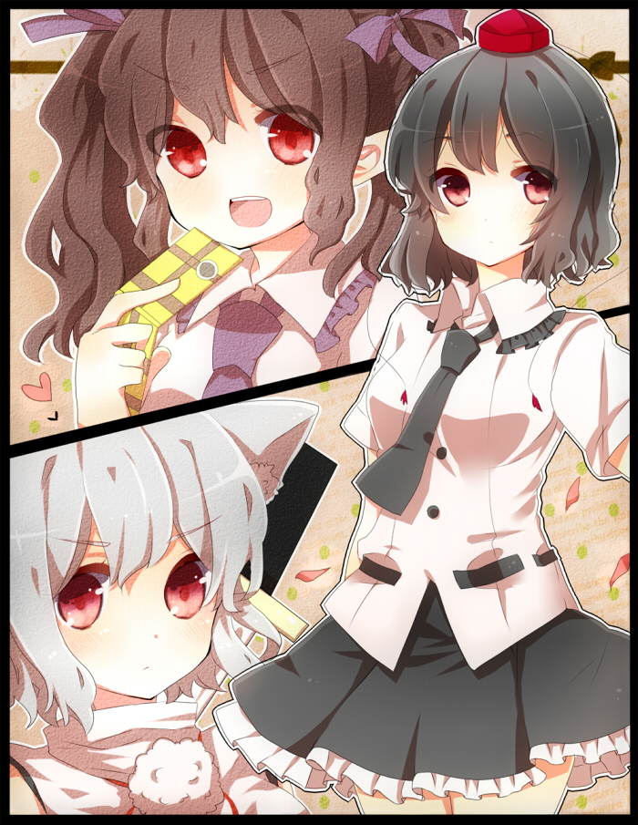 shameimaru aya, inubashiri momiji, and himekaidou hatate (touhou) drawn by ichimonme_(ichi)