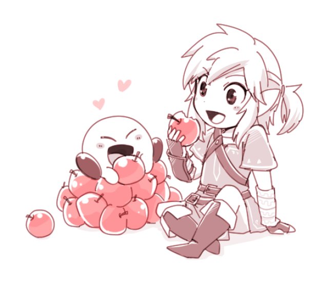 link and kirby (the legend of zelda and 3 more) drawn by sayoyonsayoyo