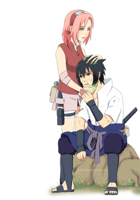 haruno sakura and uchiha sasuke (naruto) drawn by polly-chan
