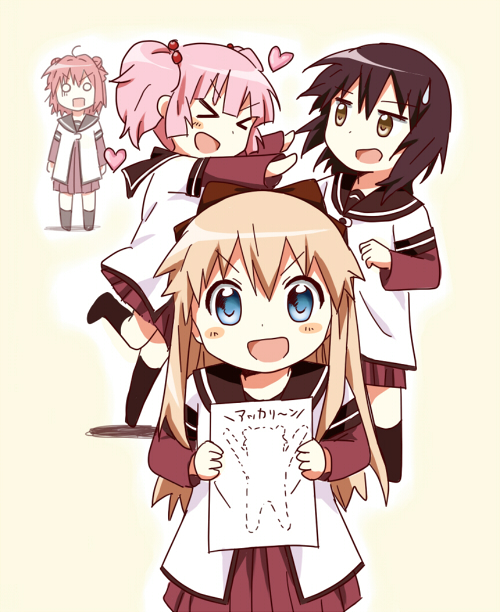 toshinou kyouko, akaza akari, funami yui, and yoshikawa chinatsu (yuruyuri) drawn by sasakura07_(sskr07)