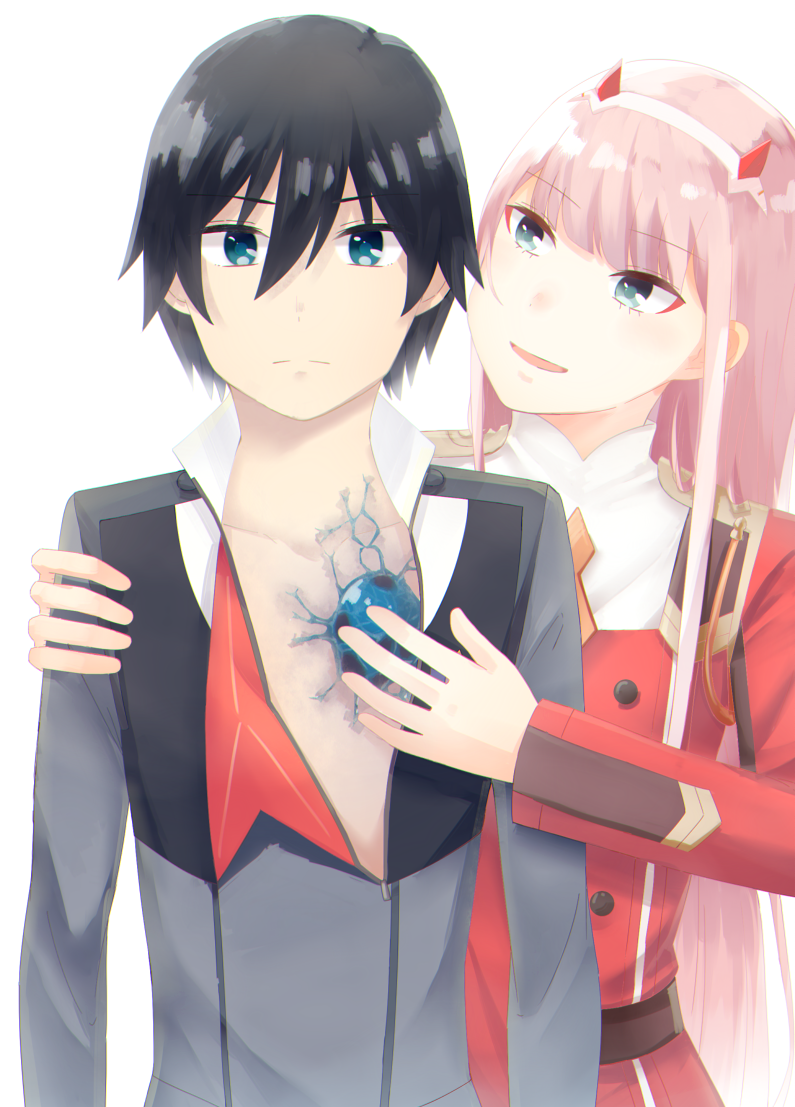 zero two and hiro (darling in the franxx) drawn by nakodayo09