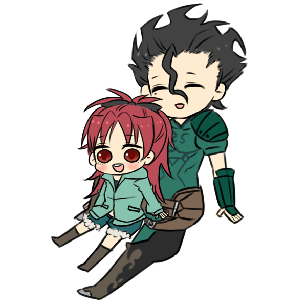 sakura kyoko, diarmuid ua duibhne, and urobuchi gen (fate and 3 more) drawn by owaranaimono