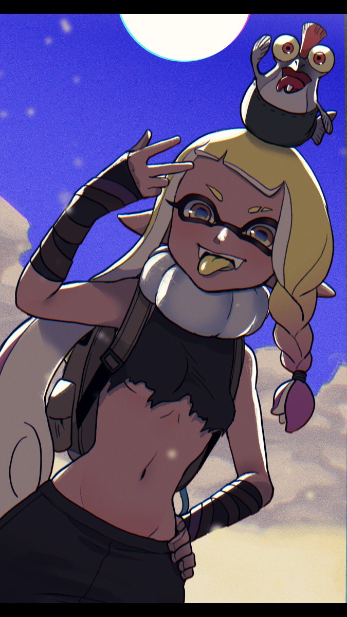 inkling player character, inkling girl, smallfry, and agent 3 (splatoon and 1 more) drawn by yeneny