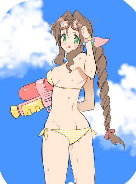 aerith gainsborough (final fantasy and 1 more) drawn by krudears