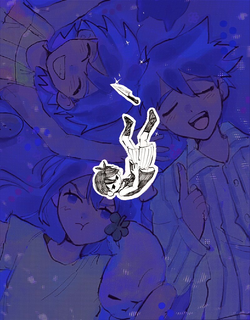 omori, aubrey, kel, hero, mr. plantegg, and 1 more (omori) drawn by sema_(vivaviva_02)