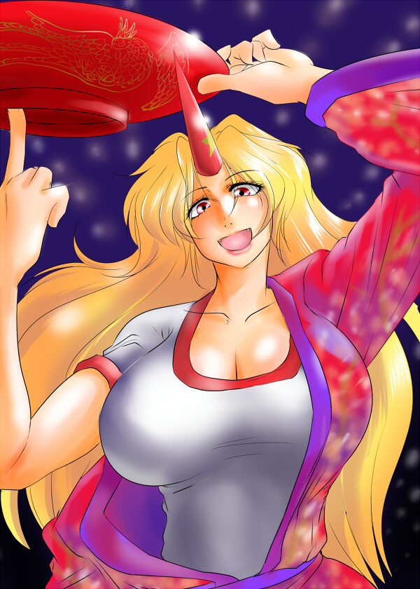 hoshiguma yuugi (touhou) drawn by danna_(karatekikku)