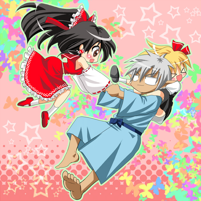 hakurei reimu, rumia, and buront (touhou and 3 more) drawn by nagare