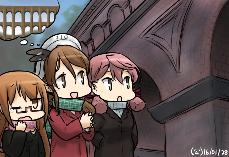 akashi, littorio, and mochizuki (kantai collection) drawn by hamu_koutarou