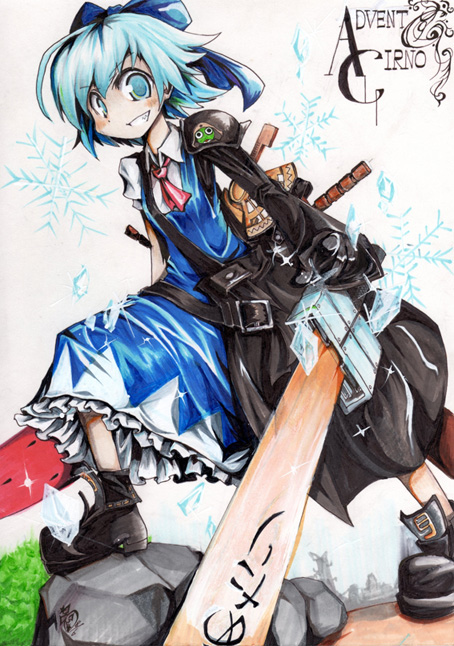 cirno and keroro (touhou and 2 more) drawn by mikumikku