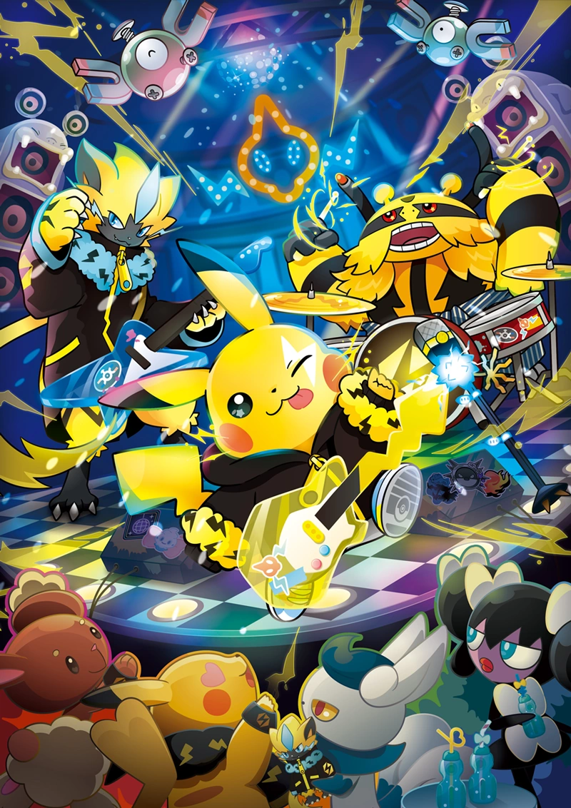 pikachu, rotom, magnemite, buneary, meowstic, and 6 more (pokemon) drawn by reo_spikee