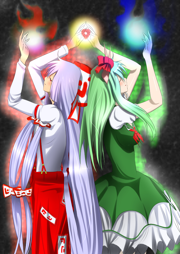 fujiwara no mokou, kamishirasawa keine, and ex-keine (touhou) drawn by alice-san