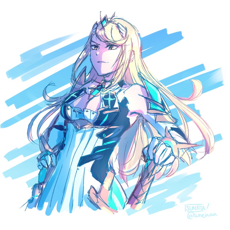 mythra (xenoblade chronicles and 1 more) drawn by suneiaaa