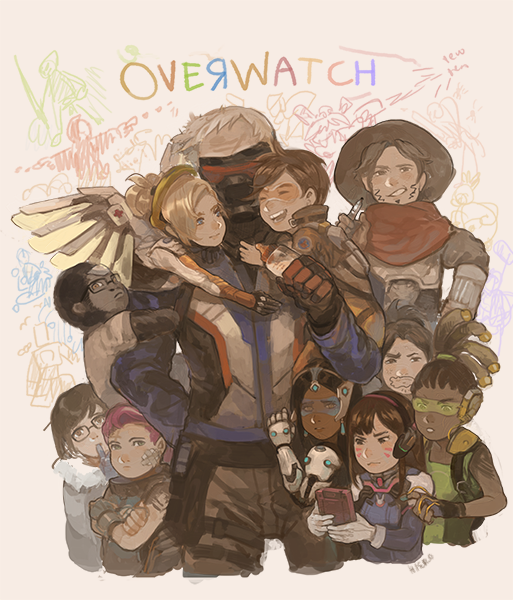 d.va, mercy, tracer, mei, soldier: 76, and 6 more (overwatch and 1 more) drawn by lurs_(lursland)